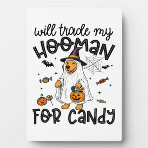 Funny Golden Dog Halloween Ghost Spooky Fotoplatte
