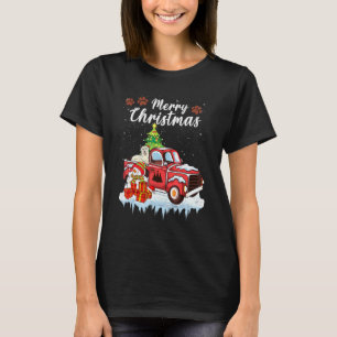 Funny Golden Dog Red Truck Weihnachtsschnee Weihna T-Shirt