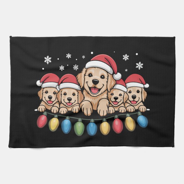 Funny Golden Retriever Christmas Welpe Hund Geschirrtuch (Horizontal)