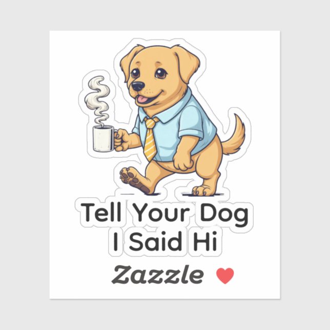 Funny Golden Retriever dog Business Suit Coffee  Aufkleber (Blatt)