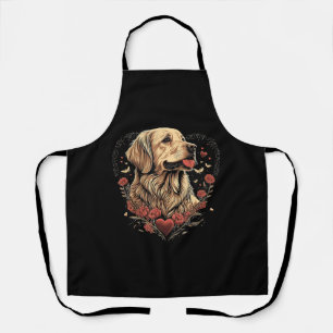 Funny Golden Retriever Dog Valentine Day Schürze
