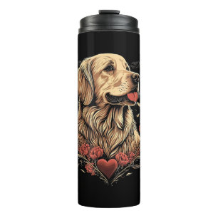 Funny Golden Retriever Dog Valentine Day Thermosbecher