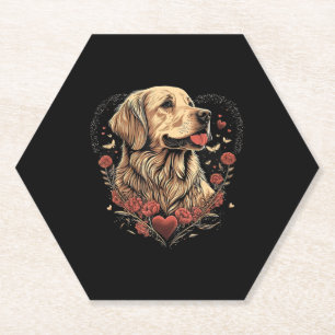 Funny Golden Retriever Dog Valentine Day Untersetzer