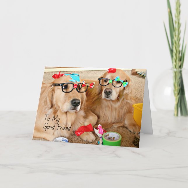 Funny Golden Retriever Freundschaftskarte Karte (Vorderseite)