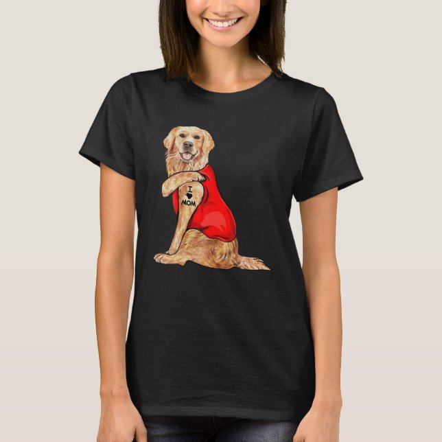 Funny Golden Retriever Hund I Liebe Mama Tattoo T-Shirt (Vorderseite)
