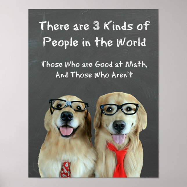 Funny Golden Retriever Math Joke Classroom Poster (Vorne)
