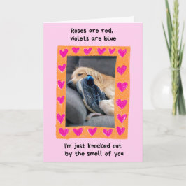 Funny Golden Retriever mit Shoe Valentine's Karte