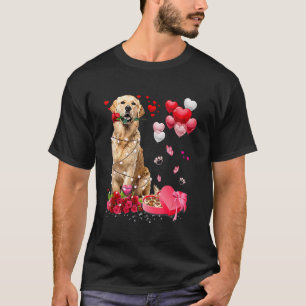 Funny Golden Retriever Rose Happy Valentine T-Shirt