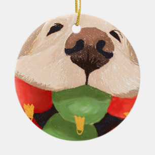 Funny Golden Retrique Weihnachtsbäume Mund Keramik Ornament