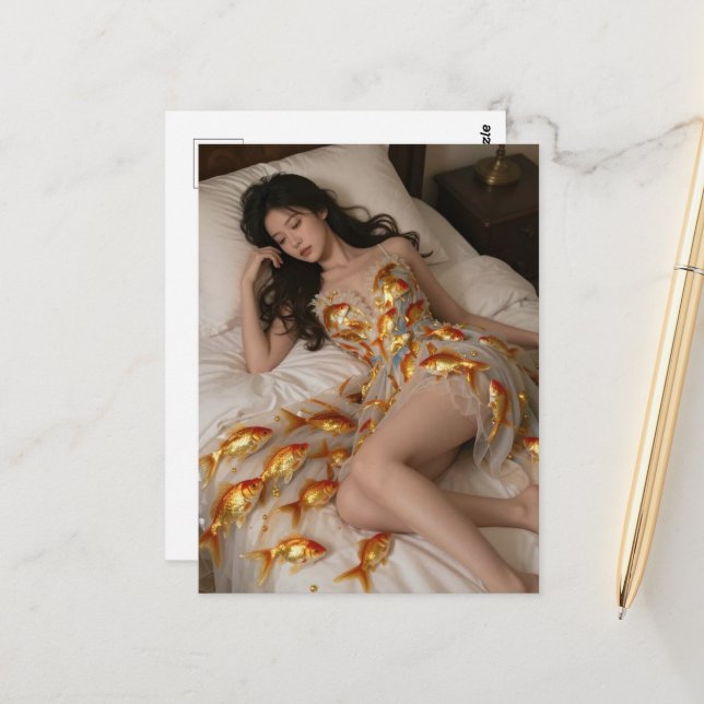 Funny Goldfish Dress Postkarte (Vorderseite/Rückseite Beispiel)