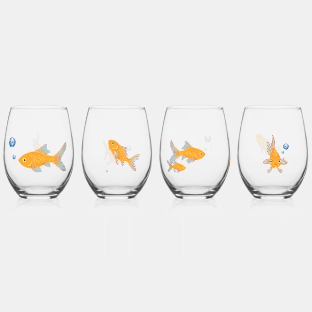 Funny Goldfish gibt Custom Novelty Weinglas Ohne Stiel (Vorderseite)