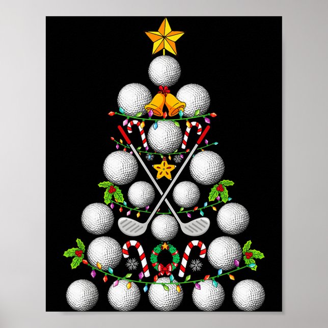 Funny Golf Ball Christmas Tree Christmas Golf Love Poster (Vorne)