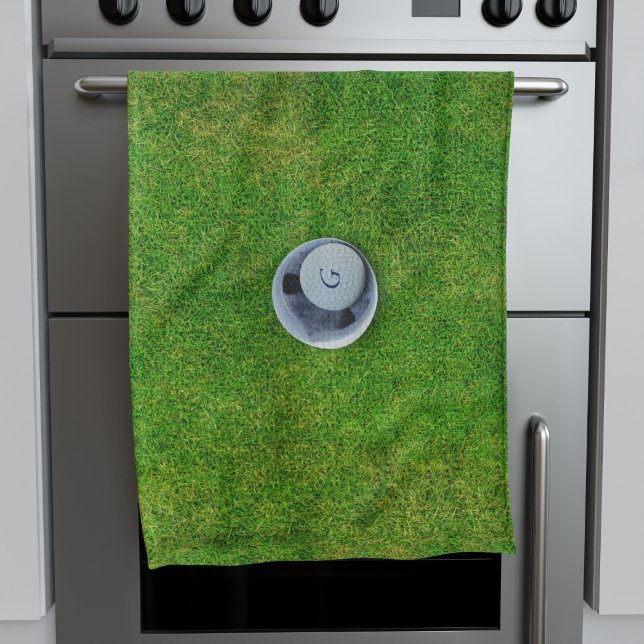 Funny Golf Ball Monogramme Green Cuisine Serviette (Celebrate Dad's Hole in One with a kitchen towel! Makes a great gift for golfers. Add your initial!)