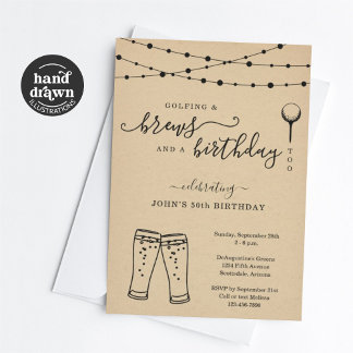 Funny Golf & Bier Geburtstagsparty Einladung