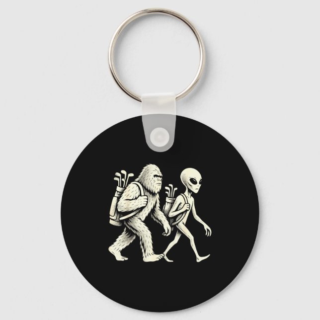 Funny Golf Bigfoot Sasquatch Alien Ufo Golfer  Schlüsselanhänger (Vorderseite)