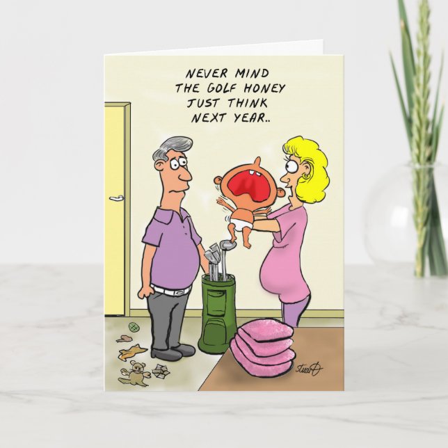 Funny Golf Birthday Card Karte (Vorderseite)