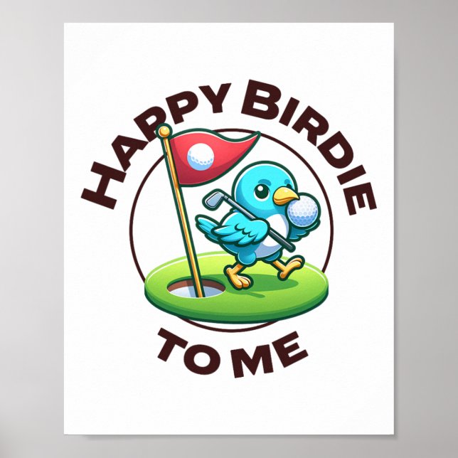 Funny Golf Birthday Happy Birdie Golfer Kids Boys Poster (Vorne)
