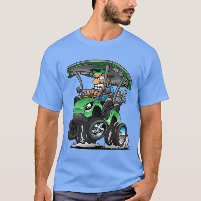 Funny Golf Cart Cartoon Golf Car and Golfing Humor T-Shirt (Vorderseite)