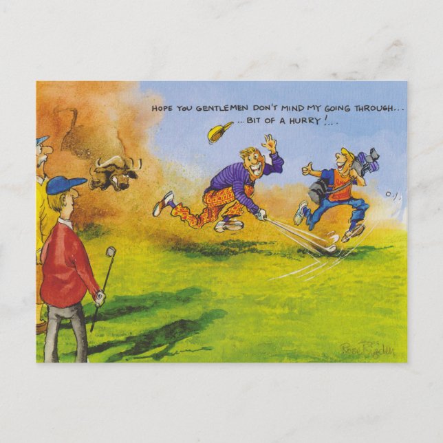 Funny golf chase postkarte (Vorderseite)