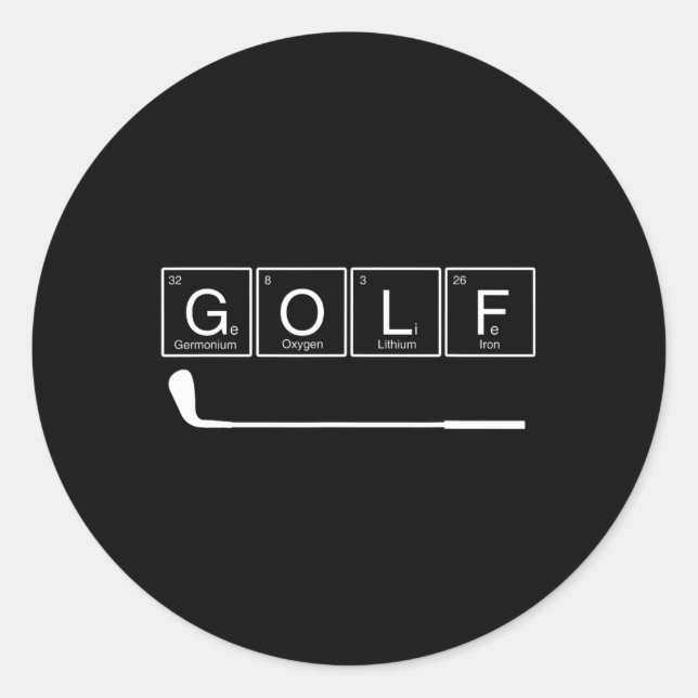 Funny Golf Chemical Elements Periodic Table Golf L Runder Aufkleber (Vorderseite)