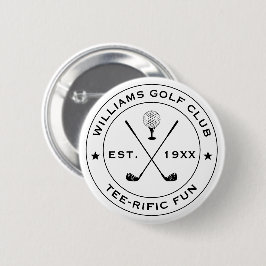 Funny Golf Club Golfer Pub Custom Text Schwarz-wei Button