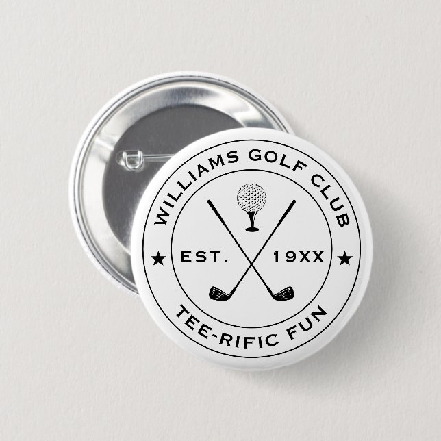 Funny Golf Club Golfer Pub Custom Text Schwarz-wei Button (Vorne & Hinten)