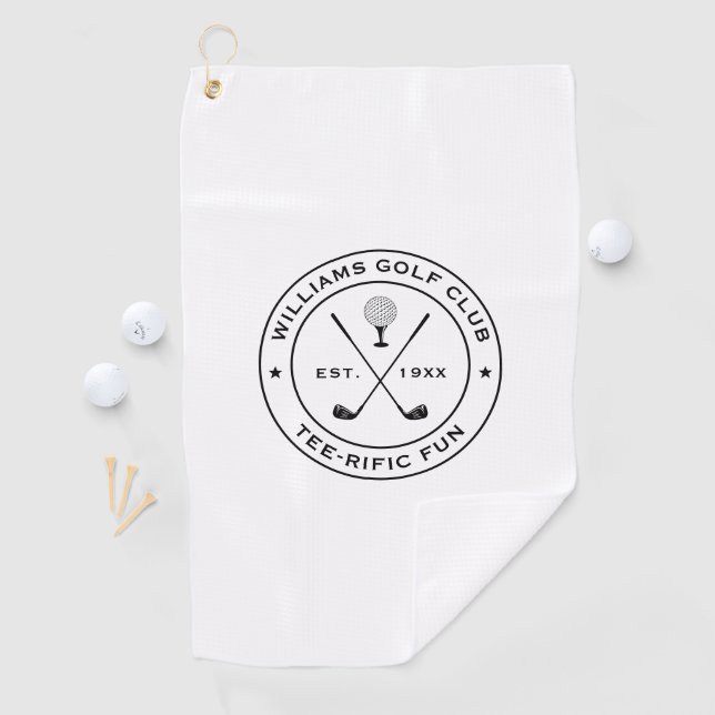 Funny Golf Club Golfer Pub Custom Text Schwarz-wei Golfhandtuch (Insitu)