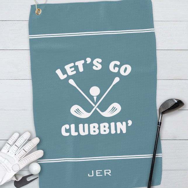 Funny Golf Club Modern Golfer Sports Pro Türkisch Golfhandtuch (Funny Golf Club Modern Golfer Sports Pro Turquoise Green Cute Crossed Clubs Golf Towel )