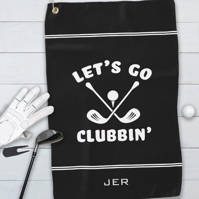 Funny Golf Club Spaß Modernes Golfreispiel Golfhandtuch (Funny Golf Club Humor Modern Golfer Sports Black Golf Towel For Him or For Her)