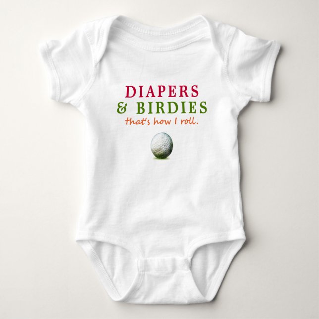Funny Golf Diapers and Birdies Baby Strampler (Vorderseite)