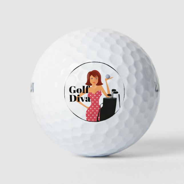 Funny Golf Diva Thema Golfball (Vorderseite)