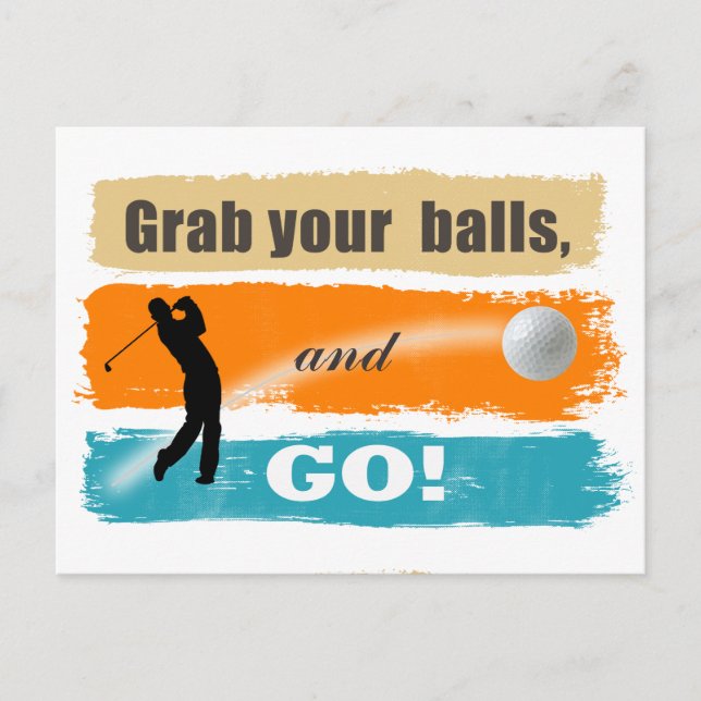 Funny Golf Grab Your Balls ID466 Postkarte (Vorderseite)