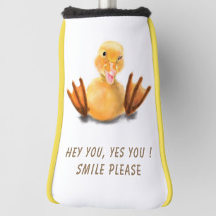 Funny Golf Head Cover Happy Duck - Custom Text Headcover