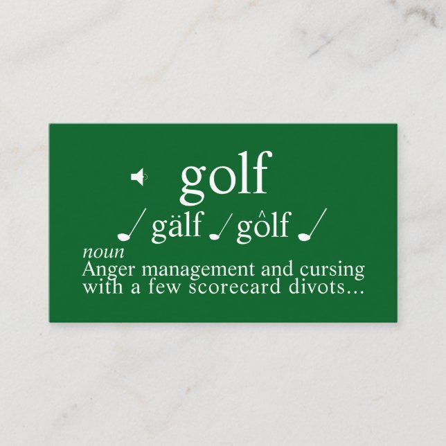 Funny Golf Instructor  Anger  Management on Green  Visitenkarte (Vorderseite)