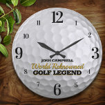 Funny Golf Legend Golf Ball Personalisiert Große Wanduhr<br><div class="desc">Spaß,  personalisierter Golfball auf dieser maßgeschneiderten Wanduhr. Das perfekte Geschenk für alle Golfliebhaber.</div>
