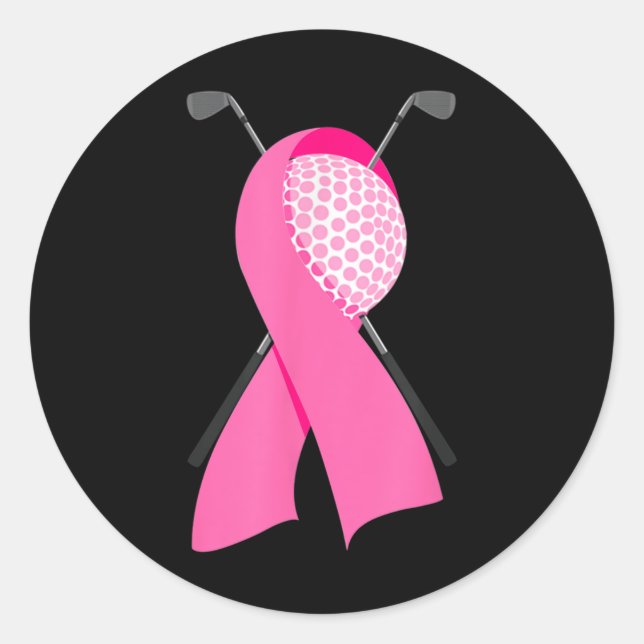 Funny Golf Pink Ribbon Breast Cancer Awareness Sup Runder Aufkleber (Vorderseite)