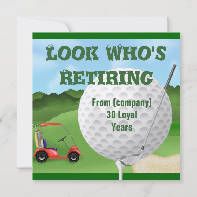 FUNNY Golf Retirement Einladungen TEMPLATE (Vorderseite)
