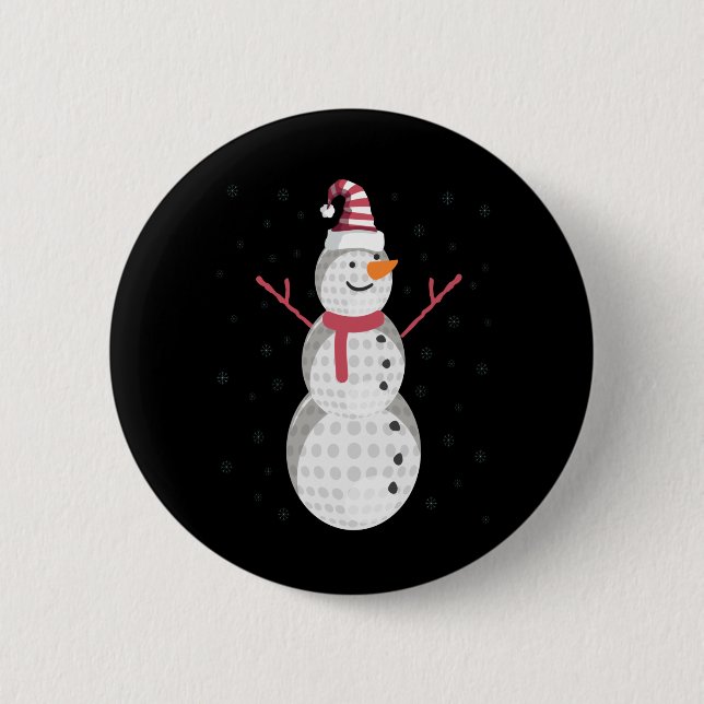 Funny Golf Snowman Weihnachten Neues Jahr Geschenk Button (Vorderseite)