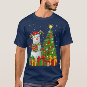 Funny Golf Snowman Xmas Lights Golf Weihnachten T-Shirt
