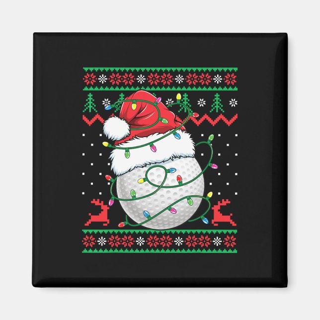 Funny Golf Ugly Christmas Sweater Womens Mens Golf Magnet (Vorne)