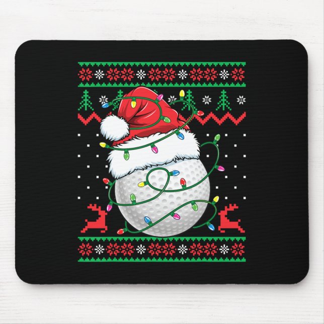 Funny Golf Ugly Christmas Sweater Womens Mens Golf Mousepad (Vorne)