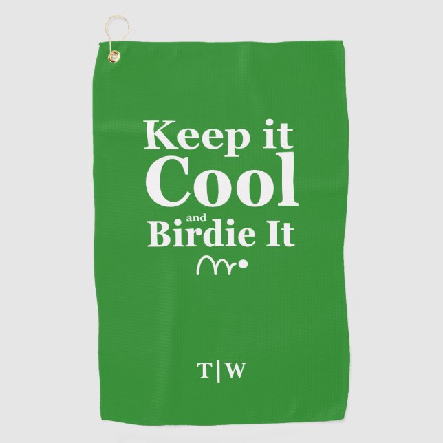 Funny Golf Zitat Behielt es Cool und Birdie it Golfhandtuch (Vorderseite)