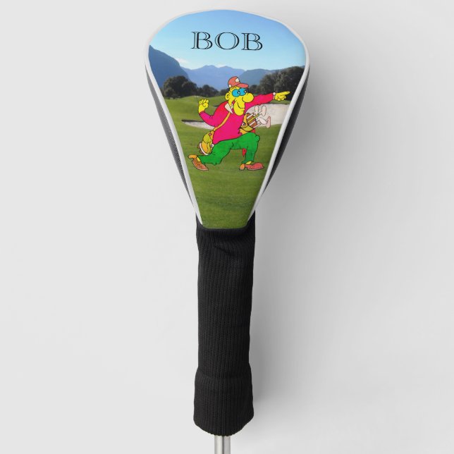 Funny Golfer Personalisiert Name oder Monogramm Golf Headcover (Vorderseite)