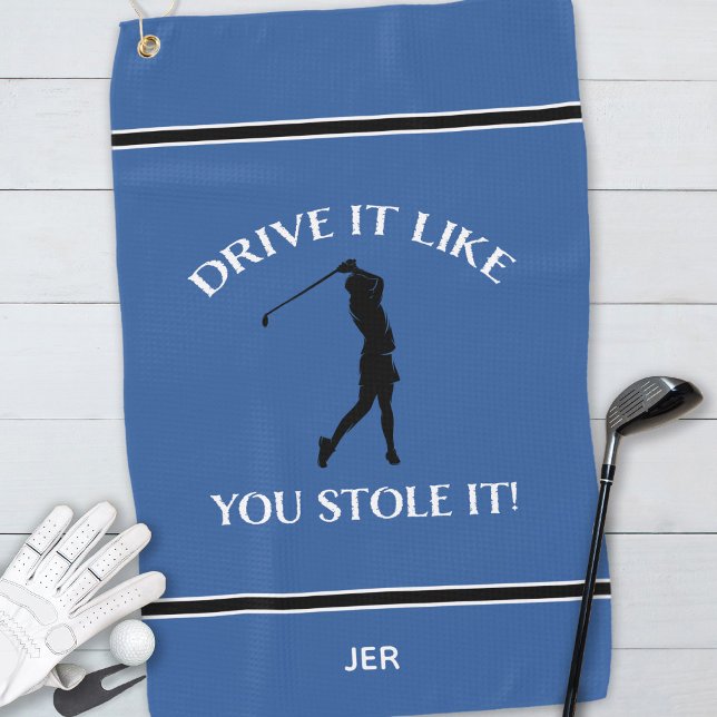 Funny Golfer Spaß für ihre Monogram Sports Blue Go Golfhandtuch (Von Creator hochgeladen)