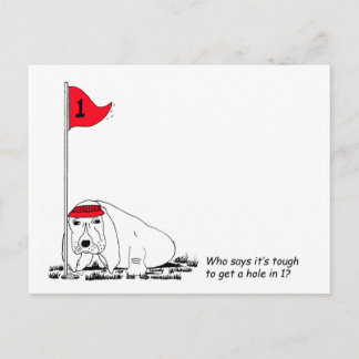 Funny Golfing Dog Postcard Postkarte