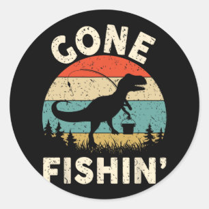Funny Gone Fishing-Shirt Männer Frauen Jugend Jung Runder Aufkleber