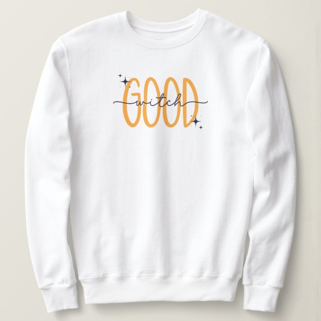 Funny Good Hexe Modernes Halloween Orange Black Sweatshirt (Design vorne)