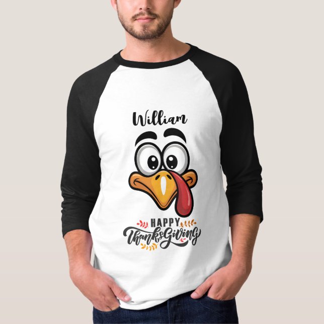 Funny Goofy Turkey konfrontiert Personalisierten C T-Shirt (Vorderseite)