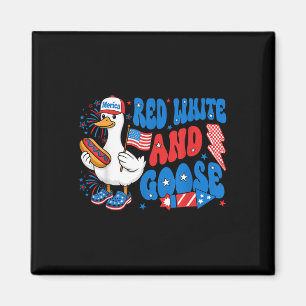 Funny Goose 4. Juli Patriotic Niedlich Red White A Magnet