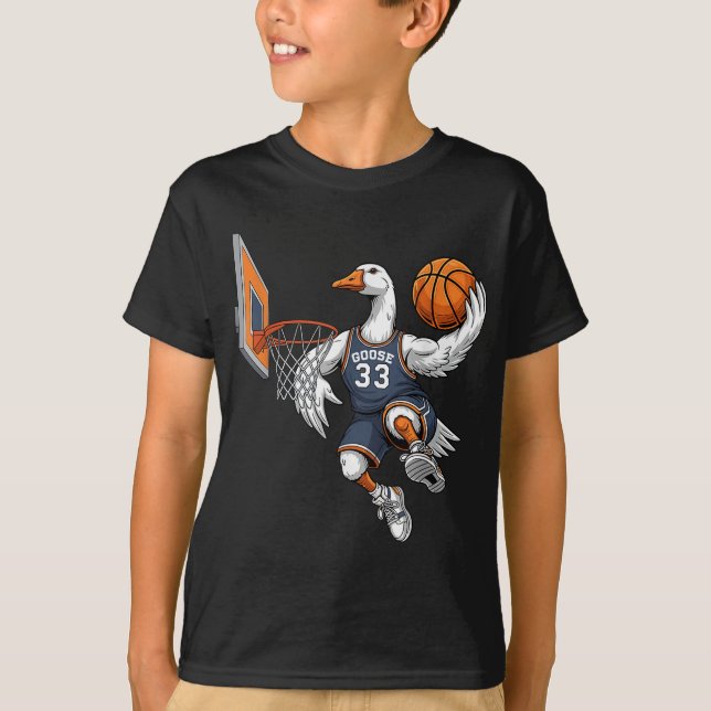 Funny Goose Basketball Spieler Slam Dunk Lovers Sp T-Shirt (Vorderseite)